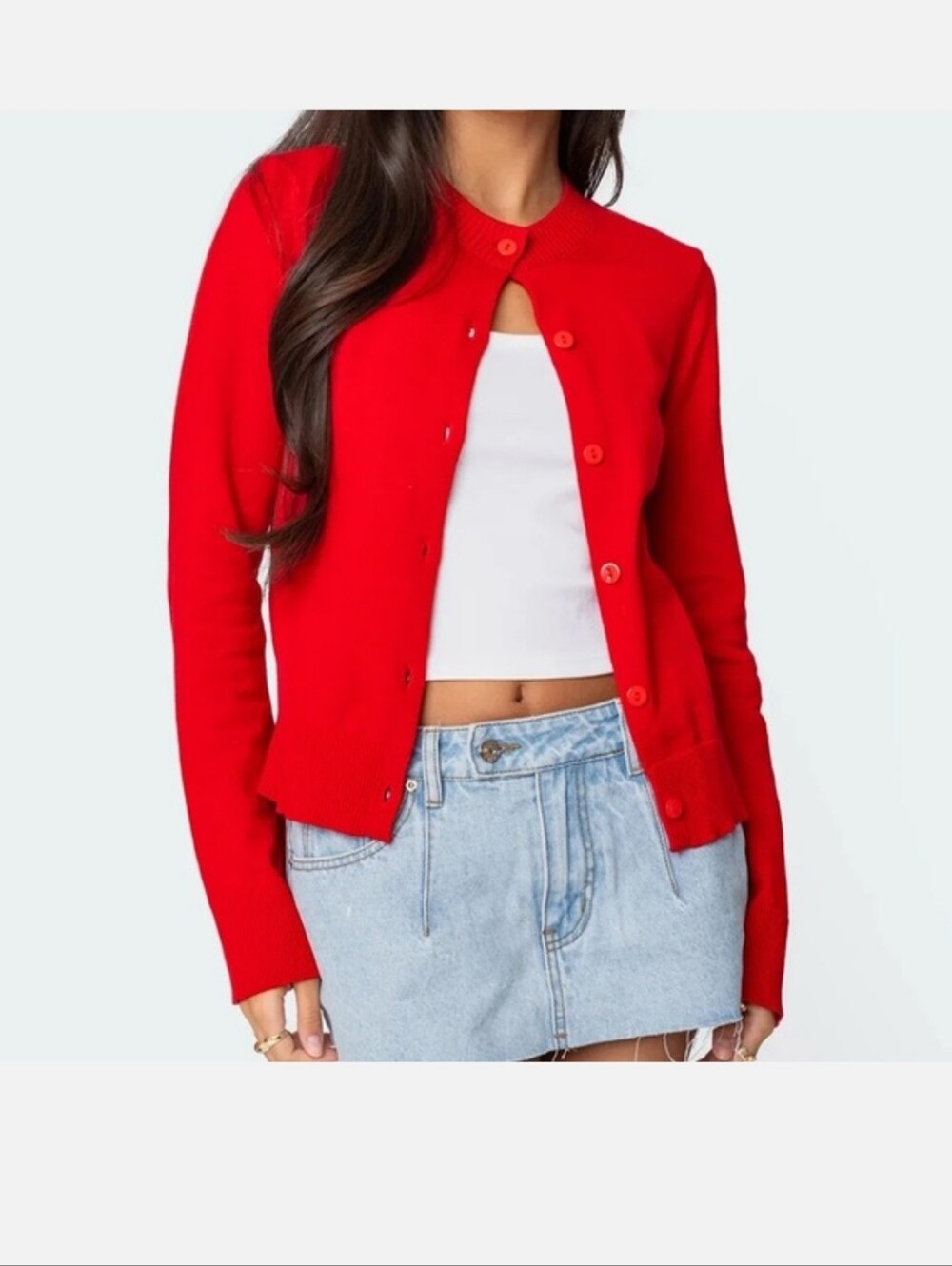 Edikted Women's Bright Red Button Cardigan Small NWT